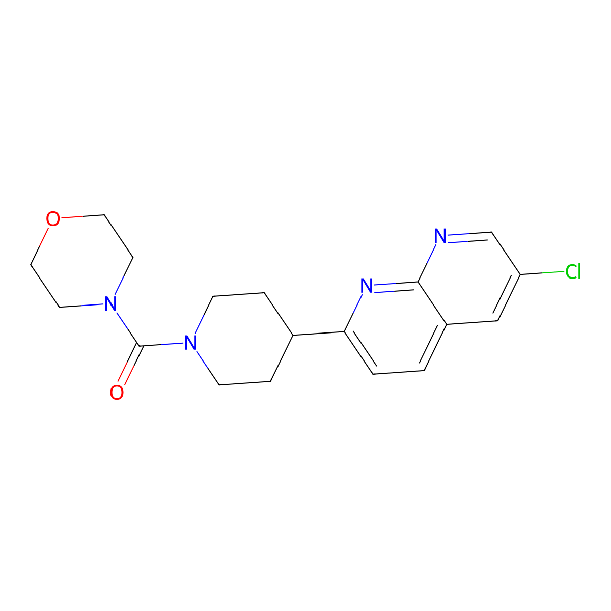 6-Chloro-2-[1-(morpholine-4-carbonyl)piperidin-4-yl]-1,8-naphthyridine molecular structure, CAS 2741946-05-2