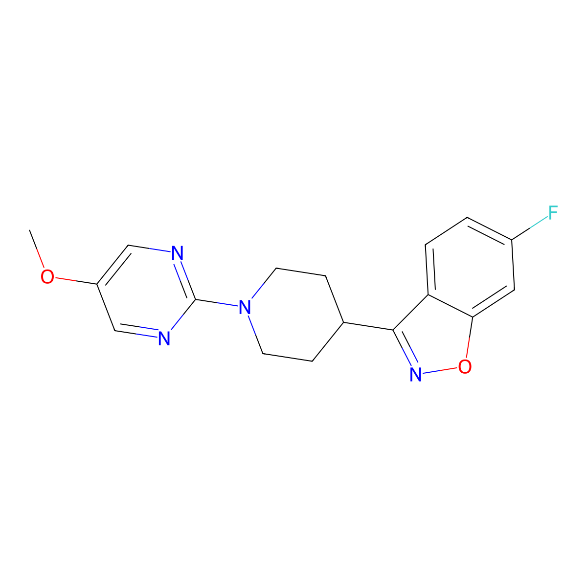 6-Fluoro-3-[1-(5-methoxypyrimidin-2-yl)piperidin-4-yl]-1,2-benzoxazole molecular structure, CAS 2741947-51-1