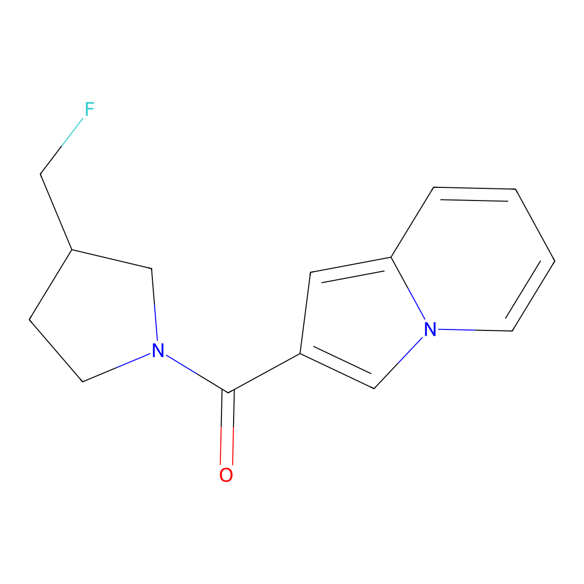 2-[3-(Fluoromethyl)pyrrolidine-1-carbonyl]indolizine molecular structure, CAS 2741947-52-2