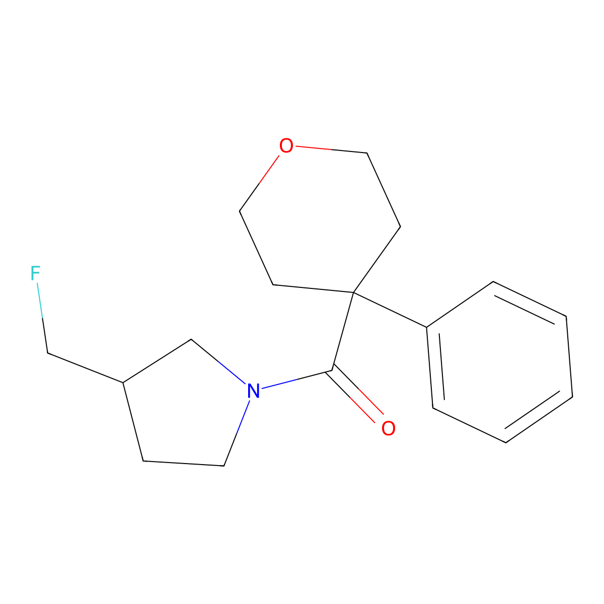 3-(Fluoromethyl)-1-(4-phenyloxane-4-carbonyl)pyrrolidine molecular structure, CAS 2741947-63-5