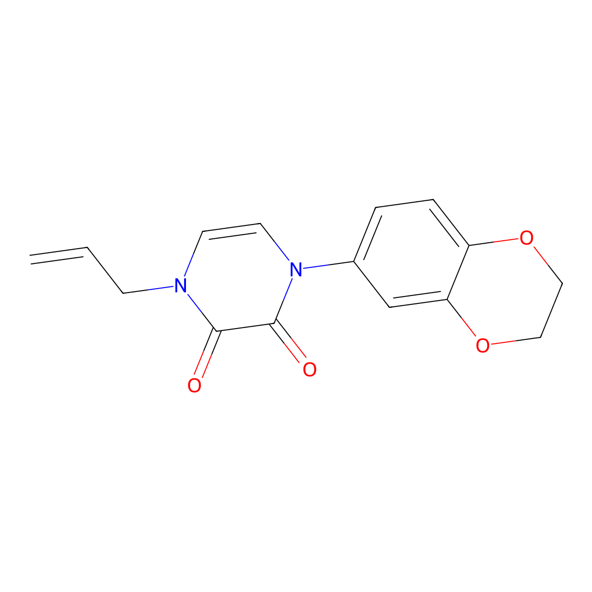 1-(2,3-Dihydro-1,4-benzodioxin-6-yl)-4-(prop-2-en-1-yl)-1,2,3,4-tetrahydropyrazine-2,3-dione molecular structure, CAS 2741947-68-0