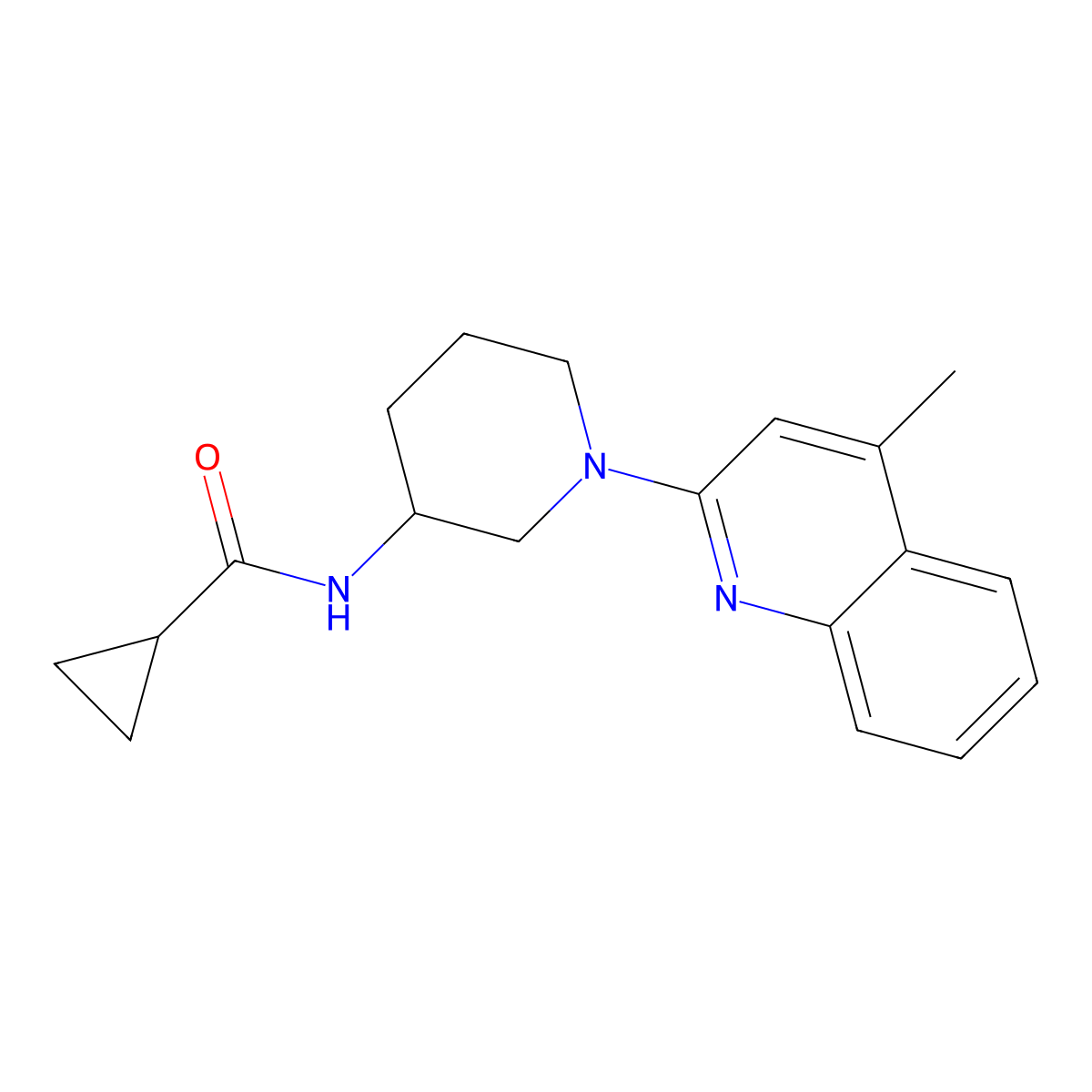 N-[1-(4-methylquinolin-2-yl)piperidin-3-yl]cyclopropanecarboxamide molecular structure, CAS 2741947-69-1