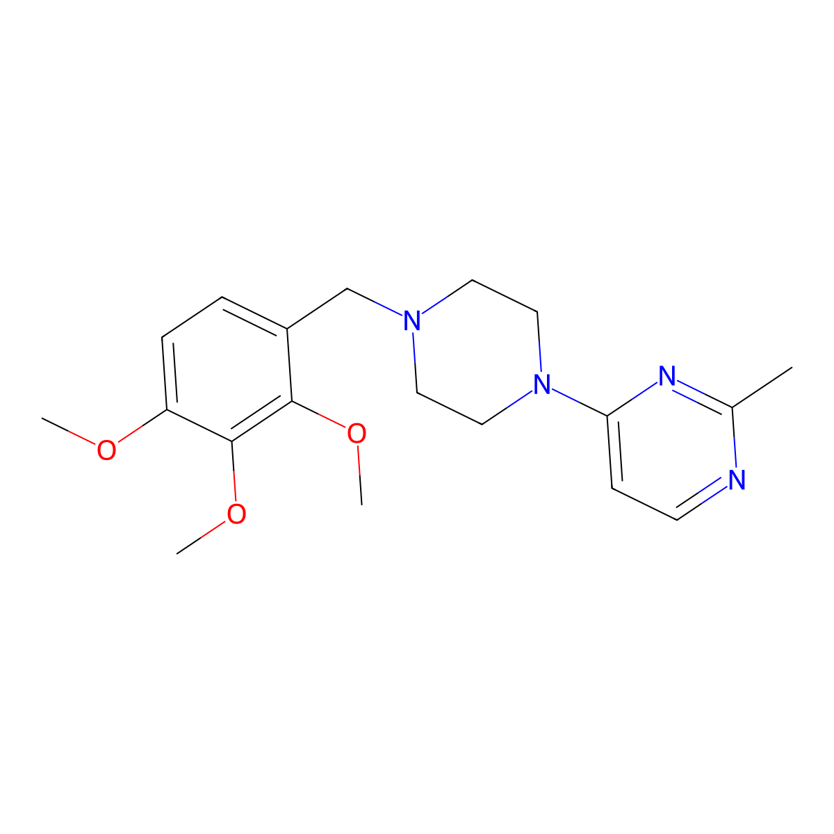 2-Methyl-4-{4-[(2,3,4-trimethoxyphenyl)methyl]piperazin-1-yl}pyrimidine molecular structure, CAS 2741947-71-5