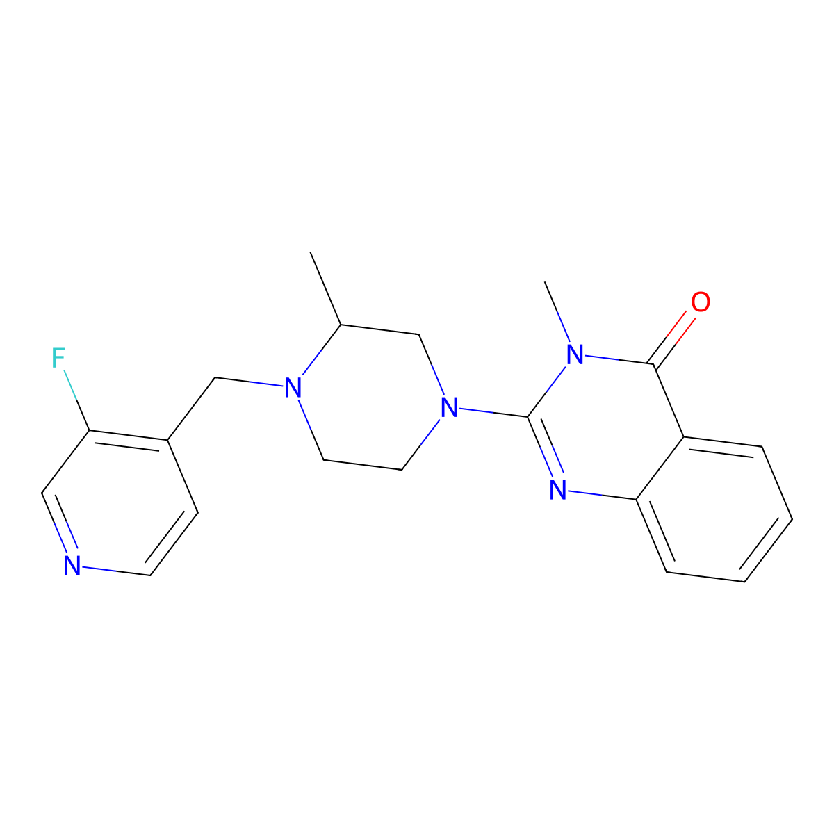 2-{4-[(3-Fluoropyridin-4-yl)methyl]-3-methylpiperazin-1-yl}-3-methyl-3,4-dihydroquinazolin-4-one molecular structure, CAS 2741947-72-6