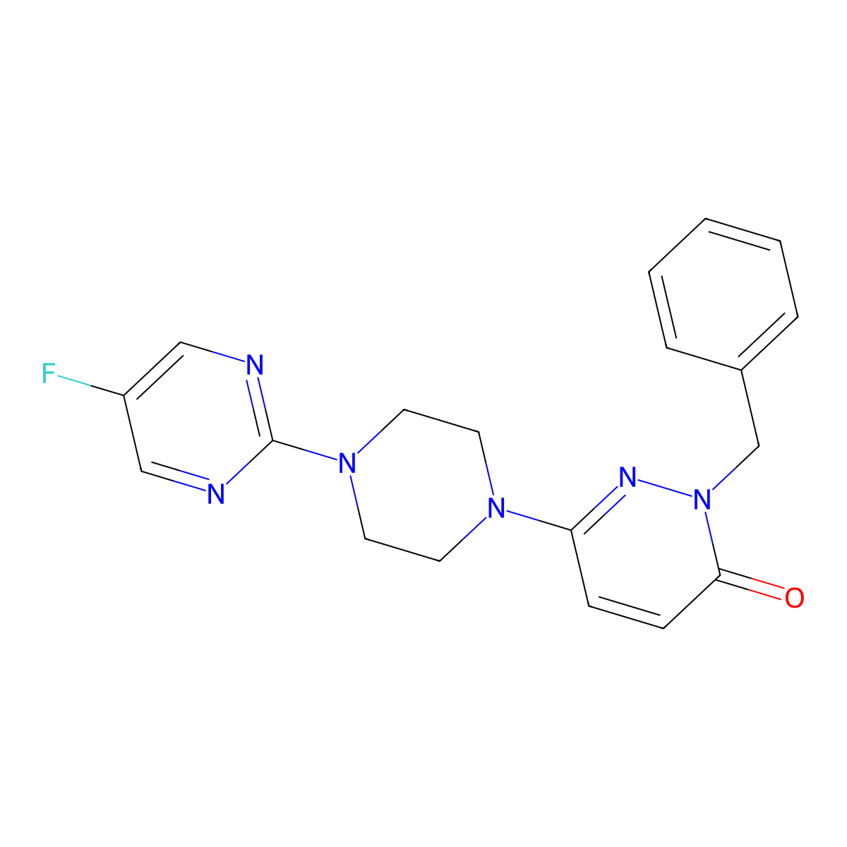 2-Benzyl-6-[4-(5-fluoropyrimidin-2-yl)piperazin-1-yl]-2,3-dihydropyridazin-3-one molecular structure, CAS 2741947-73-7