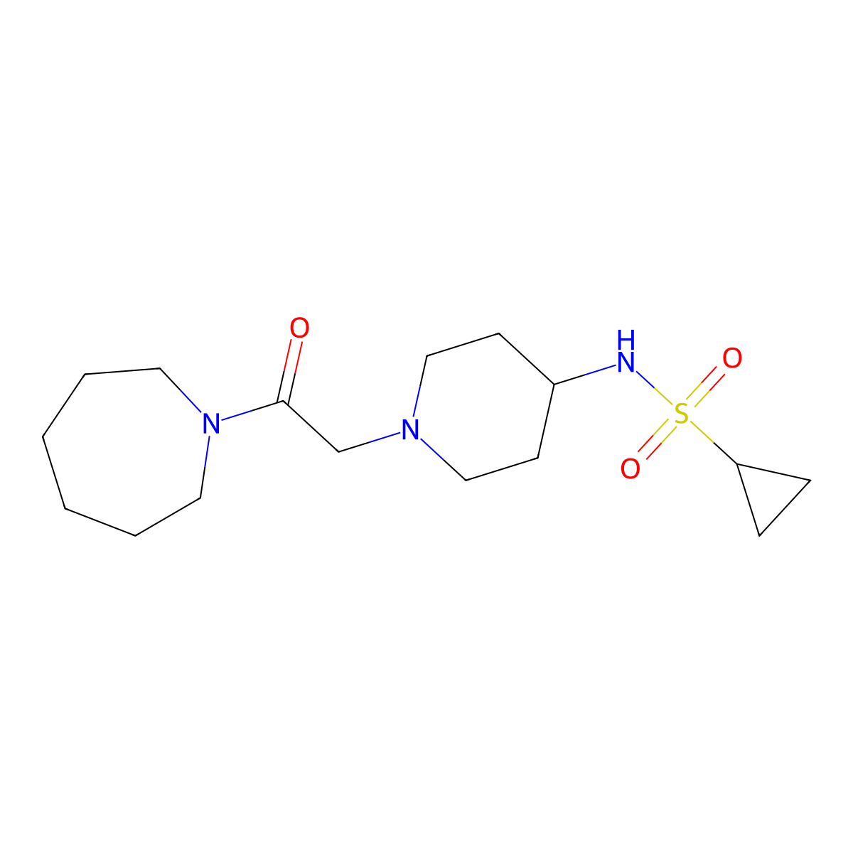 N-{1-[2-(azepan-1-yl)-2-oxoethyl]piperidin-4-yl}cyclopropanesulfonamide molecular structure, CAS 2741947-75-9