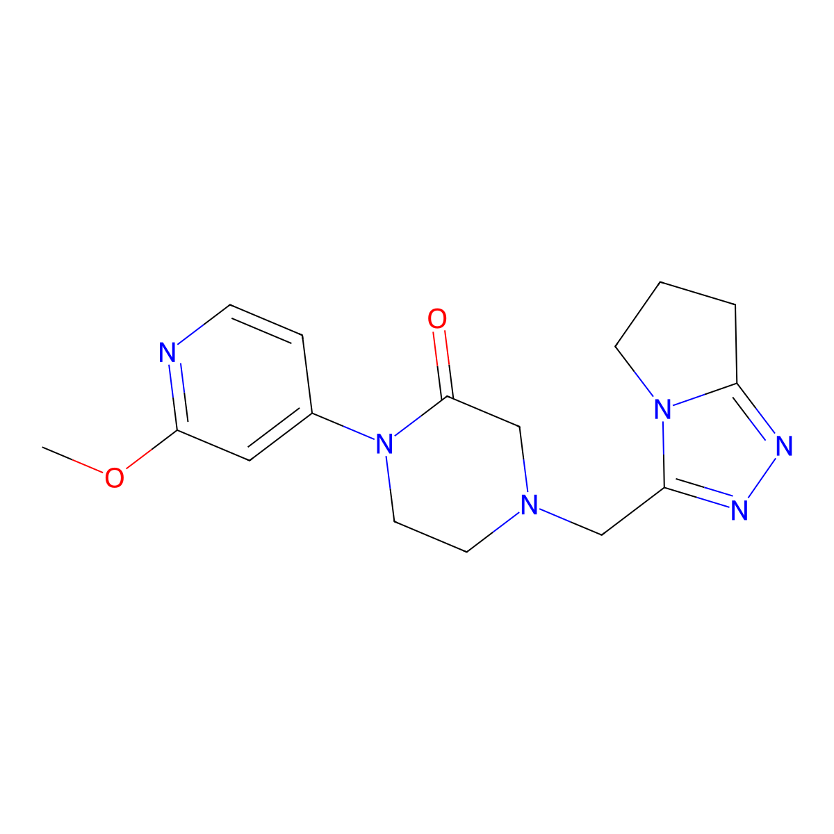 1-(2-methoxypyridin-4-yl)-4-({5H,6H,7H-pyrrolo[2,1-c][1,2,4]triazol-3-yl}methyl)piperazin-2-one molecular structure, CAS 2741947-77-1