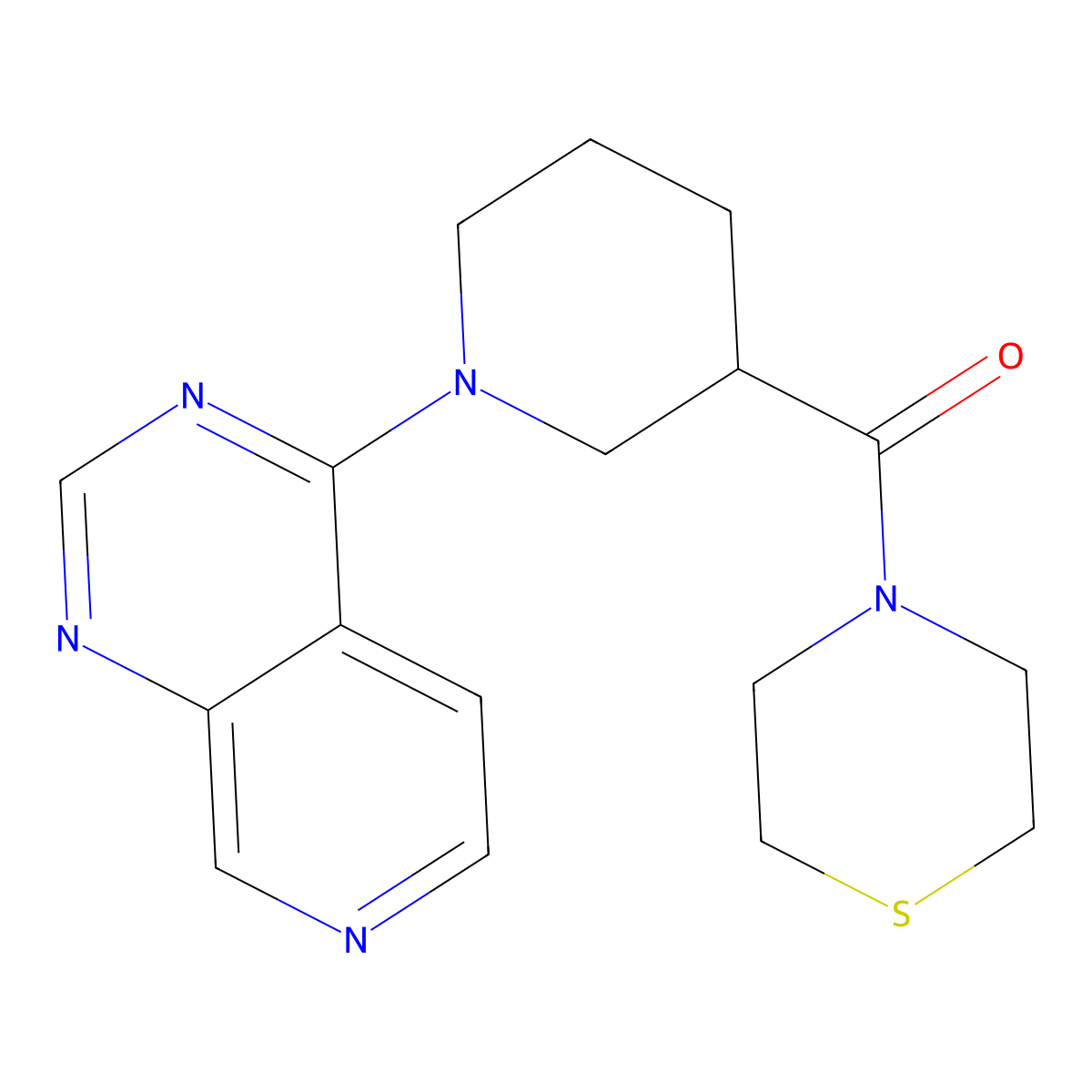 4-(1-{Pyrido[3,4-d]pyrimidin-4-yl}piperidine-3-carbonyl)thiomorpholine molecular structure, CAS 2741947-80-6
