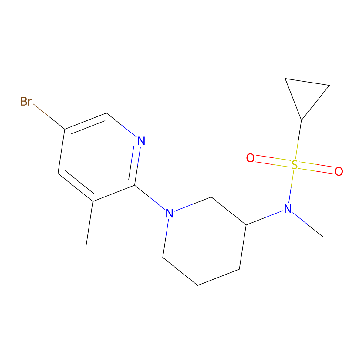 N-[1-(5-bromo-3-methylpyridin-2-yl)piperidin-3-yl]-N-methylcyclopropanesulfonamide molecular structure, CAS 2741947-82-8