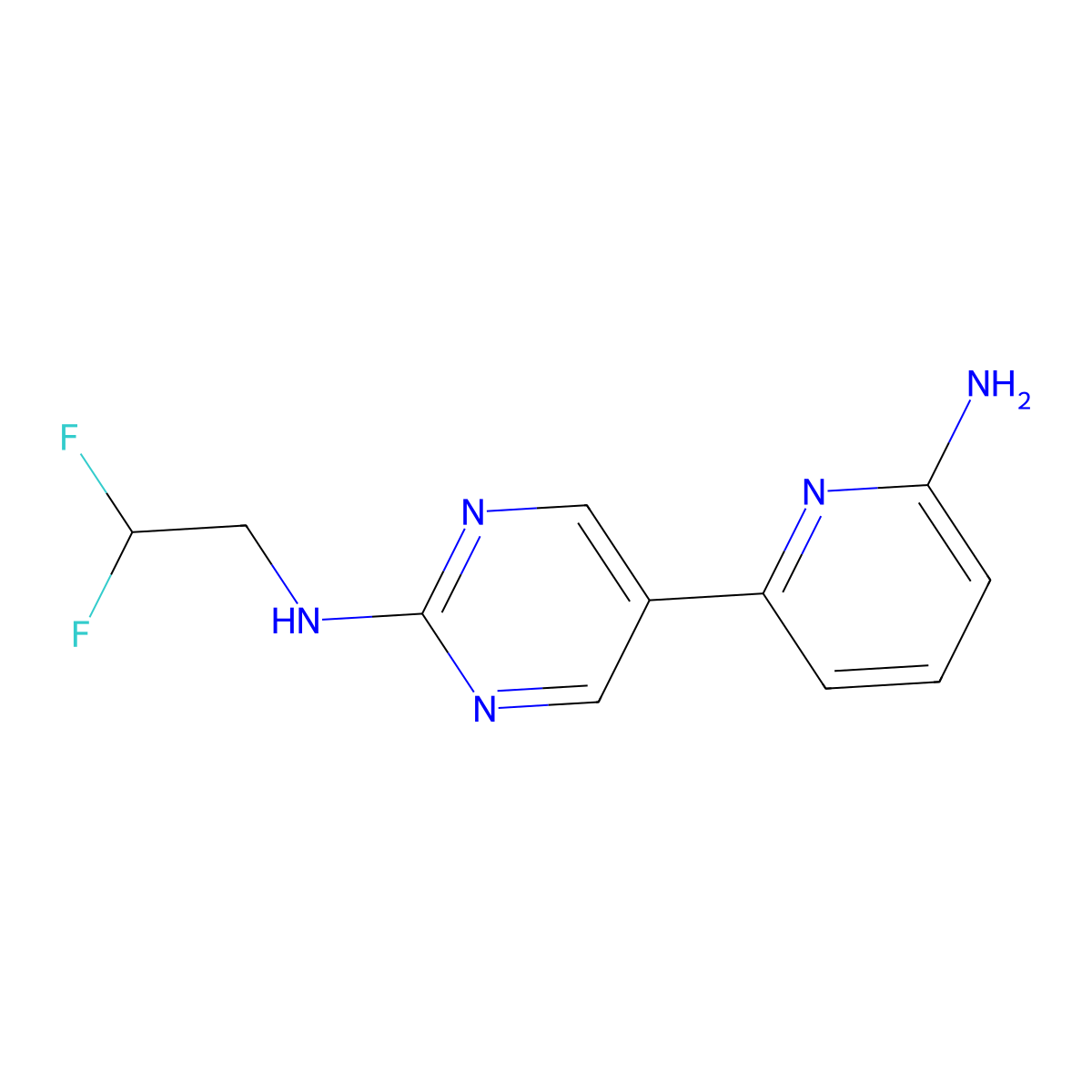 5-(6-aminopyridin-2-yl)-N-(2,2-difluoroethyl)pyrimidin-2-amine molecular structure, CAS 2741947-87-3