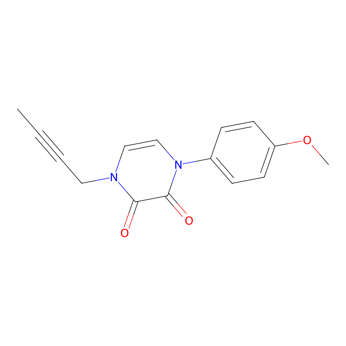 1-(But-2-yn-1-yl)-4-(4-methoxyphenyl)-1,2,3,4-tetrahydropyrazine-2,3-dione molecular structure, CAS 2741947-89-5