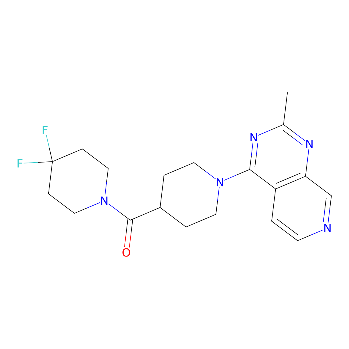 4-(4,4-Difluoropiperidine-1-carbonyl)-1-{2-methylpyrido[3,4-d]pyrimidin-4-yl}piperidine molecular structure, CAS 2741947-91-9