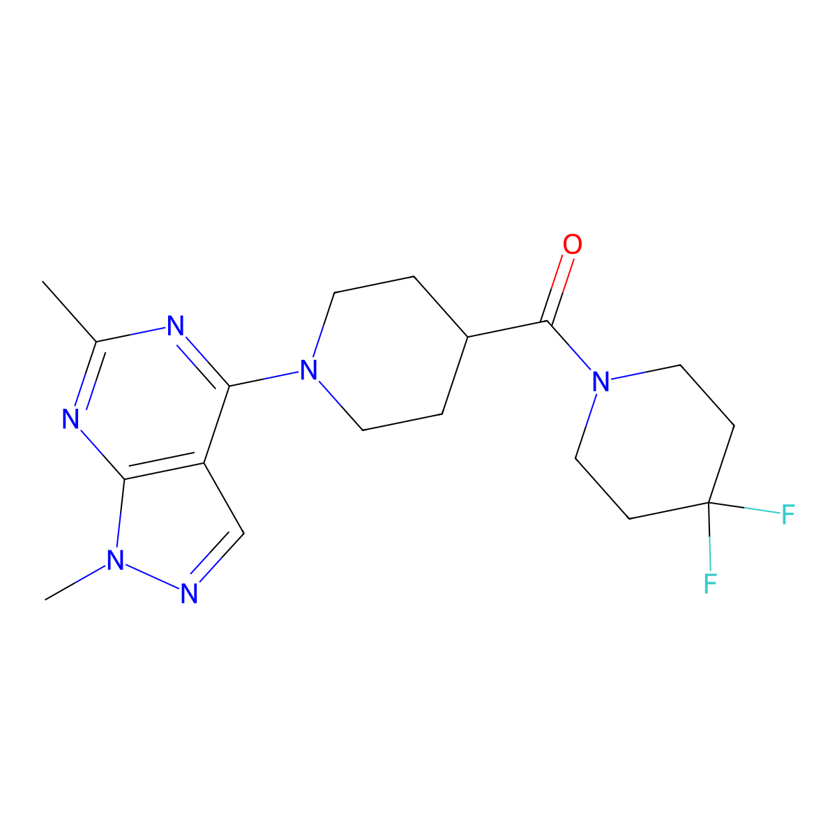 4-(4,4-difluoropiperidine-1-carbonyl)-1-{1,6-dimethyl-1H-pyrazolo[3,4-d]pyrimidin-4-yl}piperidine molecular structure, CAS 2741947-94-2