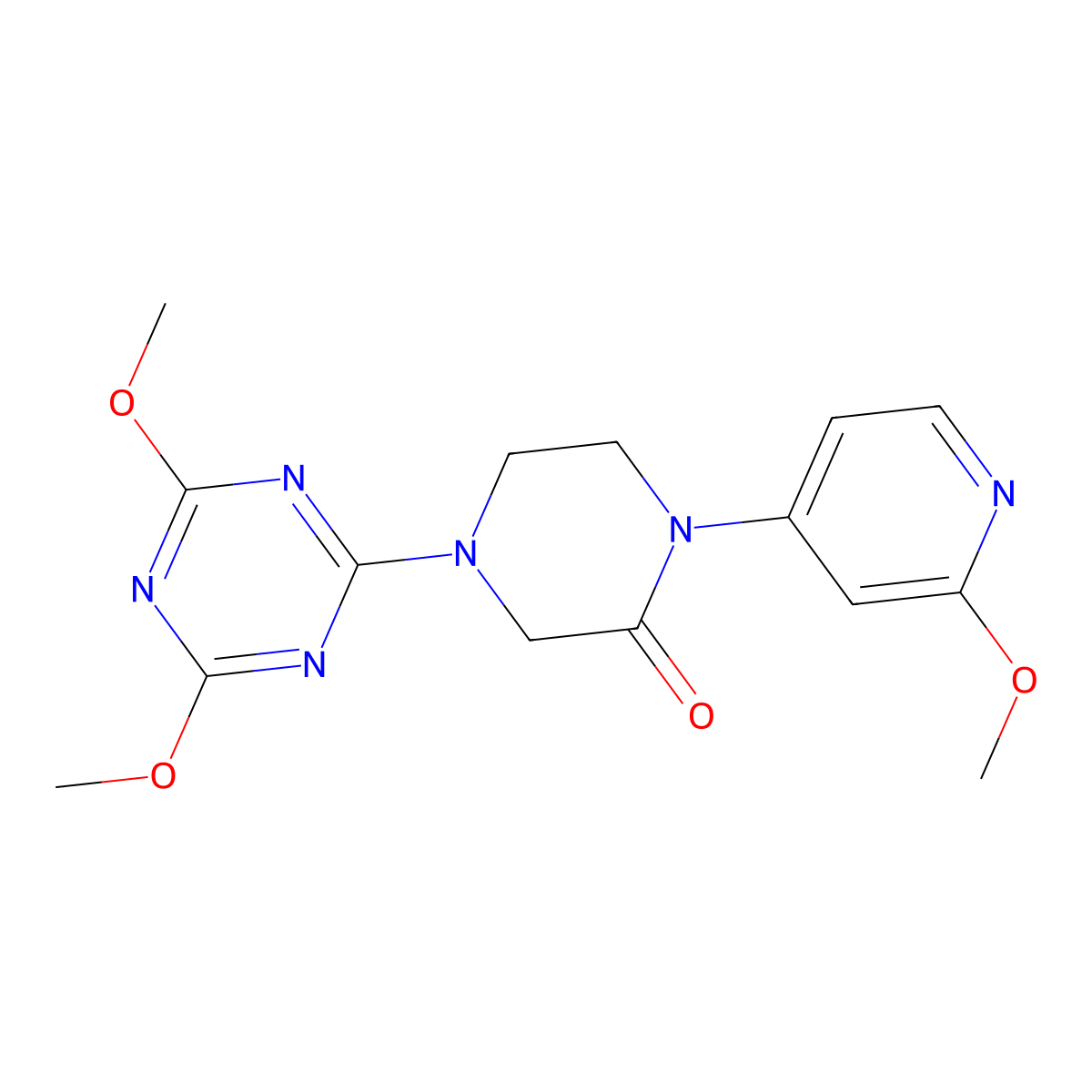 4-(4,6-Dimethoxy-1,3,5-triazin-2-yl)-1-(2-methoxypyridin-4-yl)piperazin-2-one molecular structure, CAS 2741947-95-3