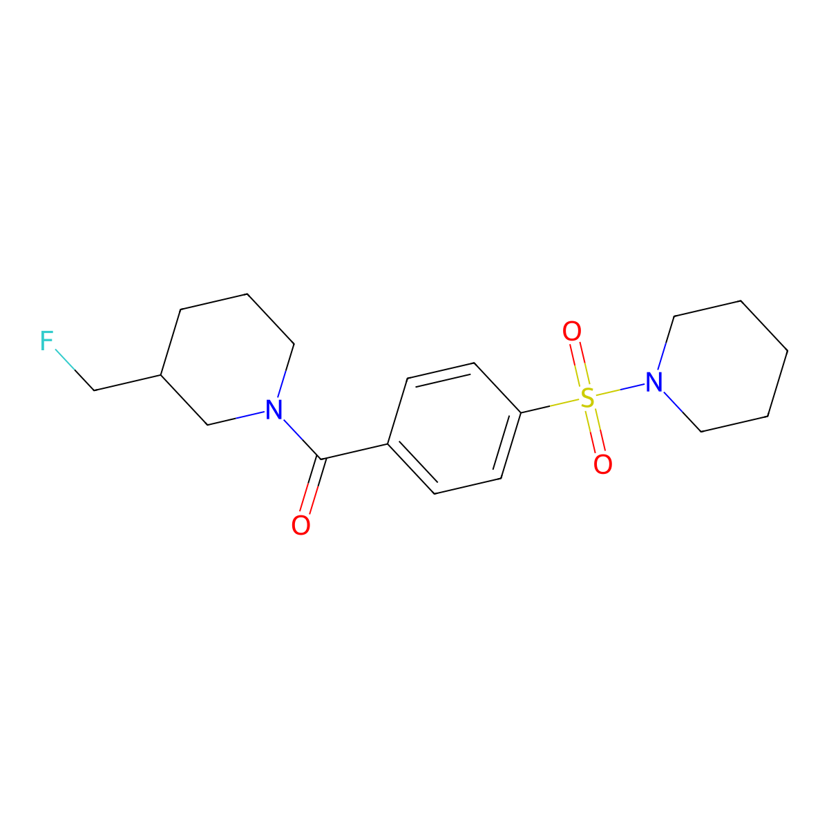 3-(Fluoromethyl)-1-[4-(piperidine-1-sulfonyl)benzoyl]piperidine molecular structure, CAS 2741947-98-6
