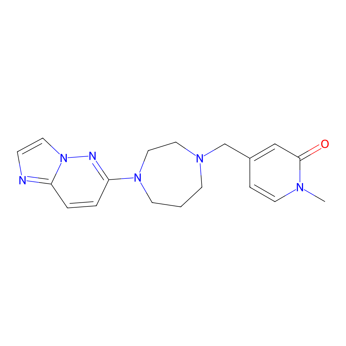 4-[(4-{Imidazo[1,2-b]pyridazin-6-yl}-1,4-diazepan-1-yl)methyl]-1-methyl-1,2-dihydropyridin-2-one molecular structure, CAS 2741948-00-3