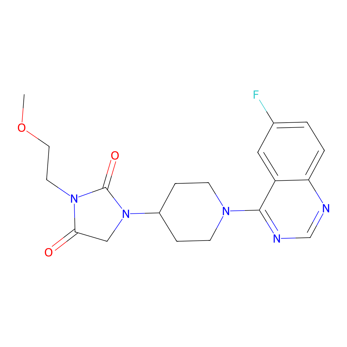 1-[1-(6-Fluoroquinazolin-4-yl)piperidin-4-yl]-3-(2-methoxyethyl)imidazolidine-2,4-dione molecular structure, CAS 2741948-04-7
