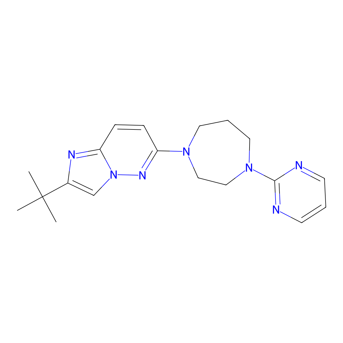 1-{2-Tert-butylimidazo[1,2-b]pyridazin-6-yl}-4-(pyrimidin-2-yl)-1,4-diazepane molecular structure, CAS 2741948-11-6