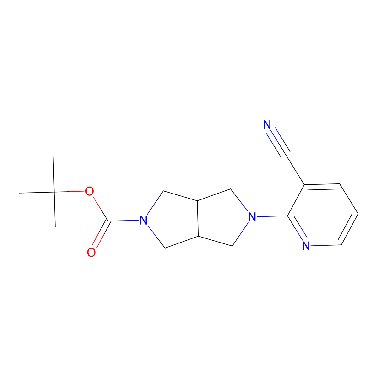 Tert-butyl 5-(3-cyanopyridin-2-yl)-octahydropyrrolo[3,4-c]pyrrole-2-carboxylate molecular structure, CAS 2741948-13-8