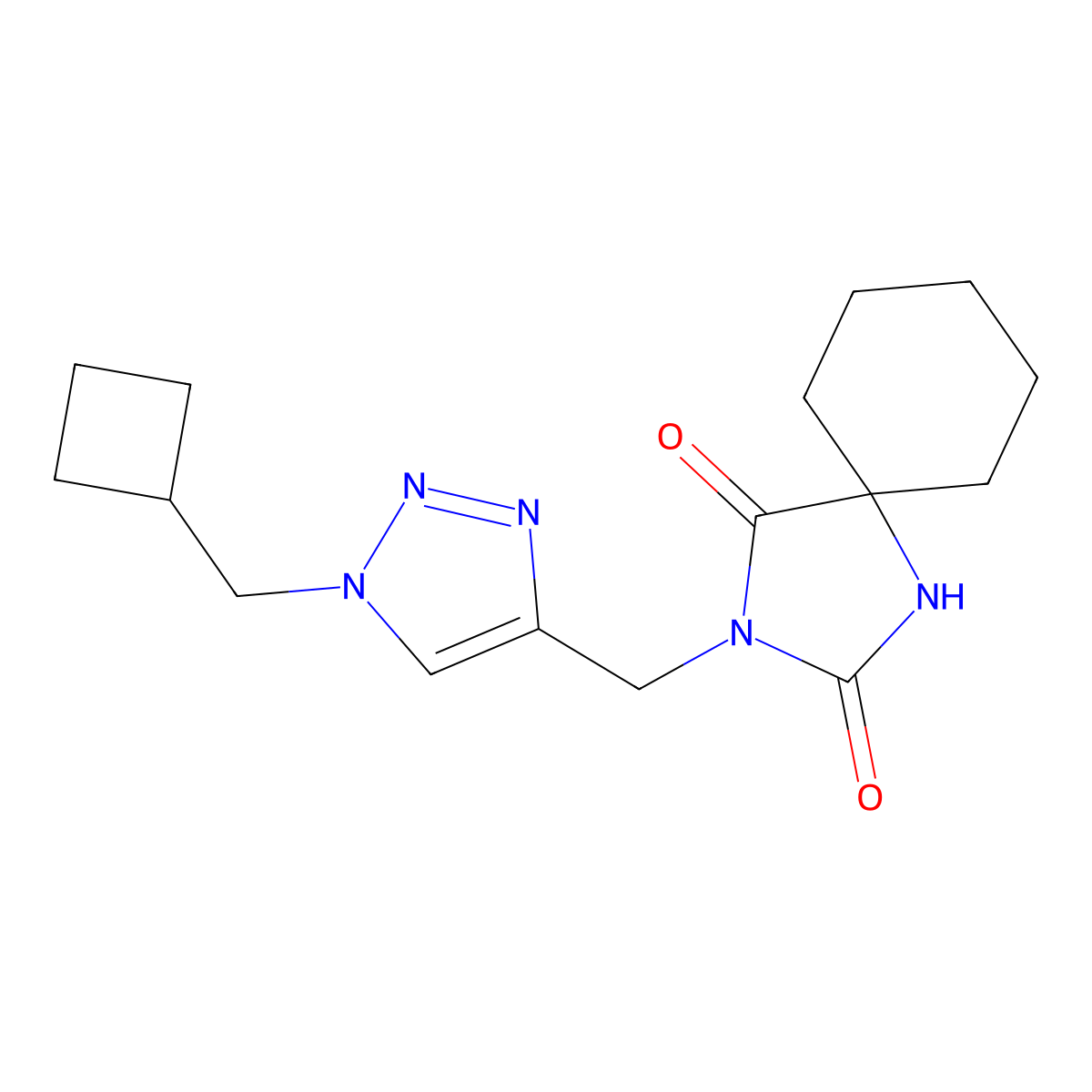 3-{[1-(cyclobutylmethyl)-1H-1,2,3-triazol-4-yl]methyl}-1,3-diazaspiro[4.5]decane-2,4-dione molecular structure, CAS 2741948-14-9