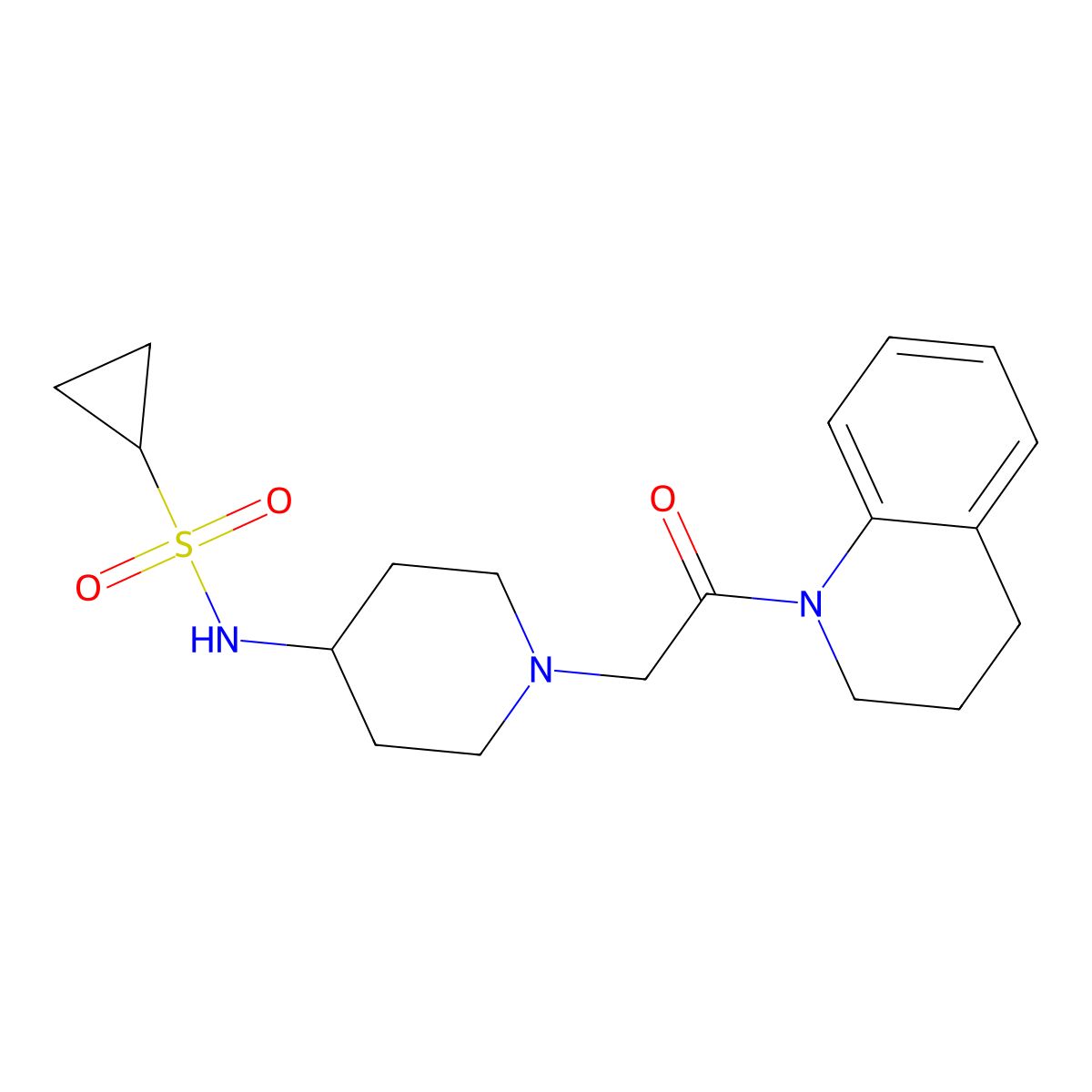 N-{1-[2-oxo-2-(1,2,3,4-tetrahydroquinolin-1-yl)ethyl]piperidin-4-yl}cyclopropanesulfonamide molecular structure, CAS 2741948-19-4