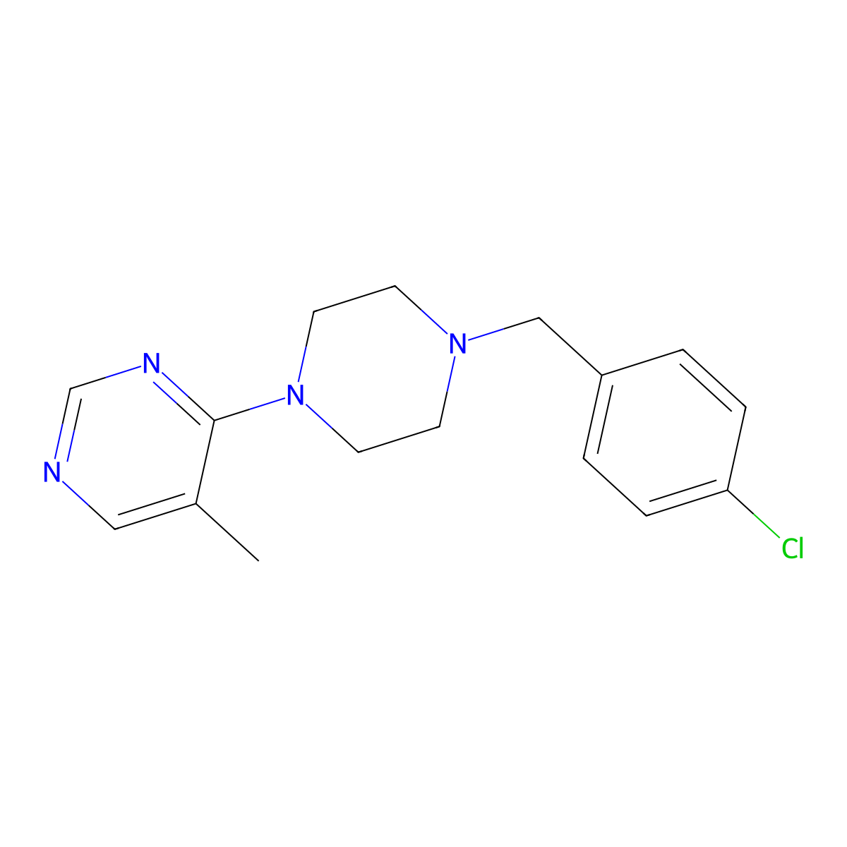 4-{4-[(4-Chlorophenyl)methyl]piperazin-1-yl}-5-methylpyrimidine molecular structure, CAS 2741948-20-7