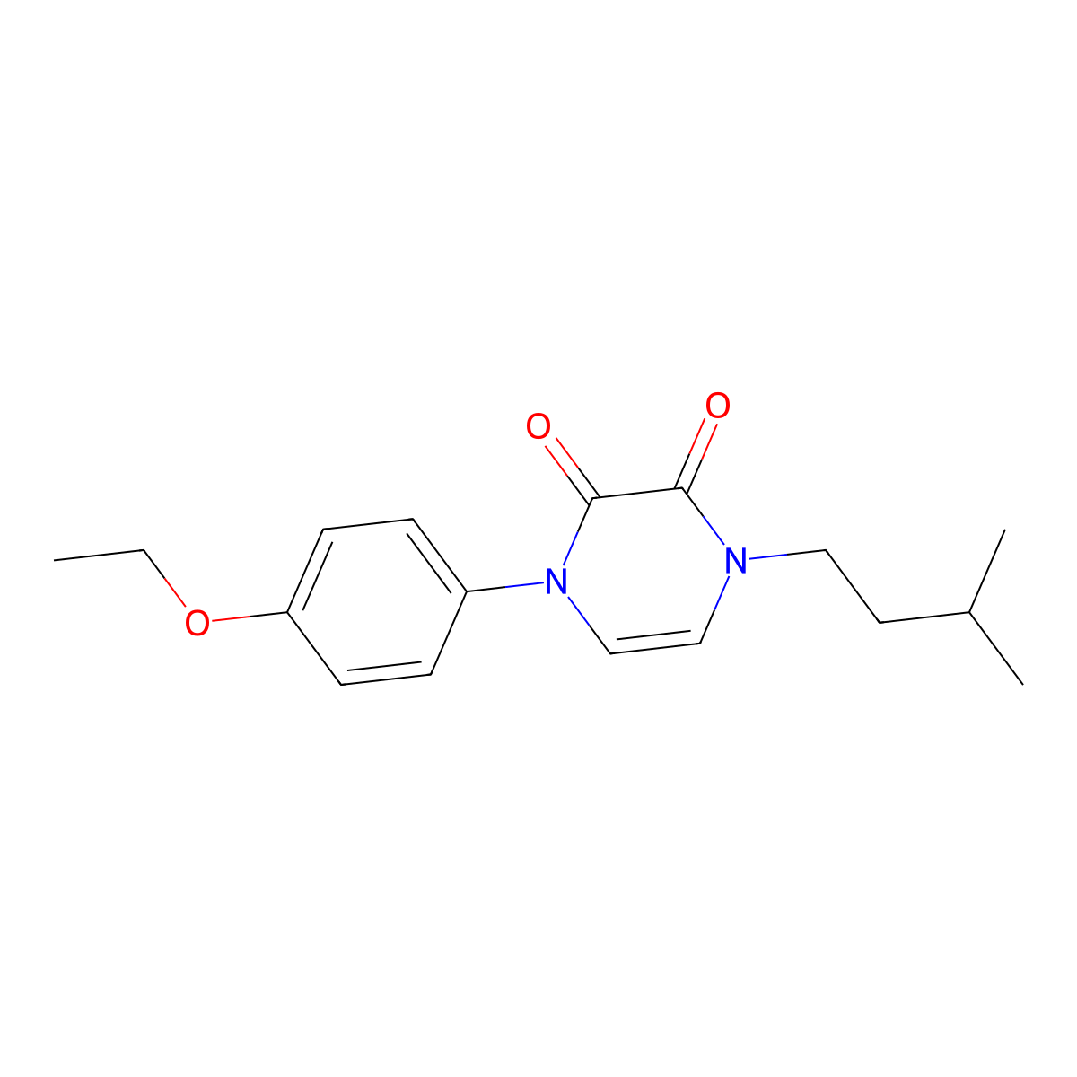 1-(4-Ethoxyphenyl)-4-(3-methylbutyl)-1,2,3,4-tetrahydropyrazine-2,3-dione molecular structure, CAS 2741948-27-4