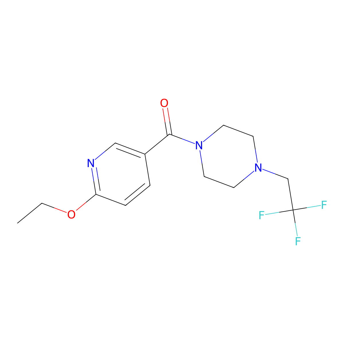1-(6-Ethoxypyridine-3-carbonyl)-4-(2,2,2-trifluoroethyl)piperazine molecular structure, CAS 2741948-33-2
