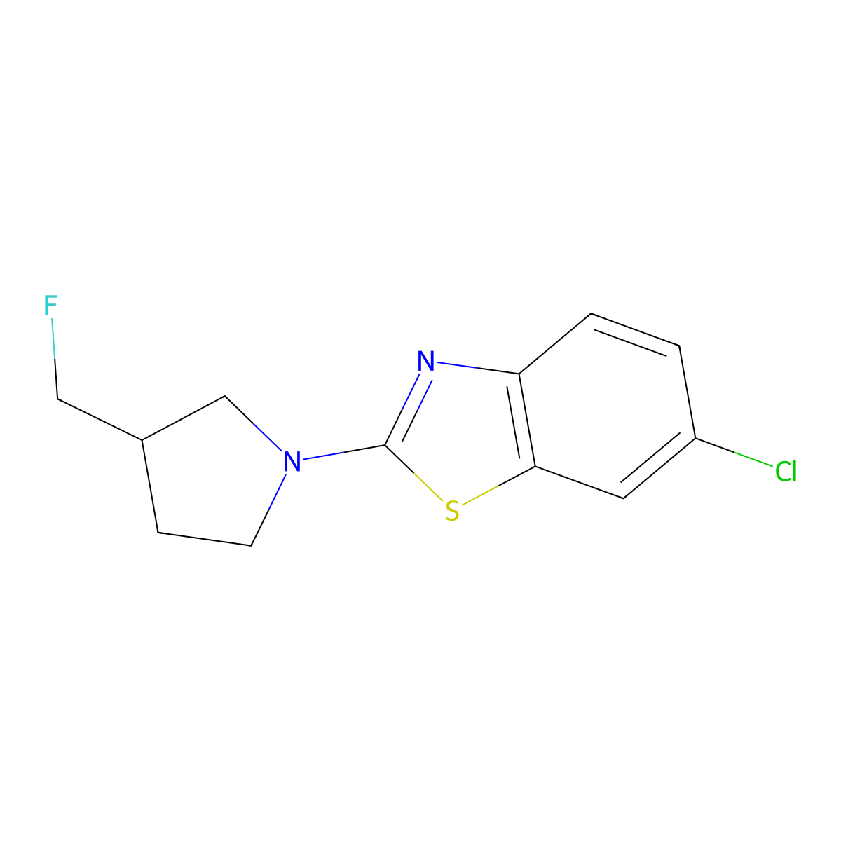 6-Chloro-2-[3-(fluoromethyl)pyrrolidin-1-yl]-1,3-benzothiazole molecular structure, CAS 2741948-36-5