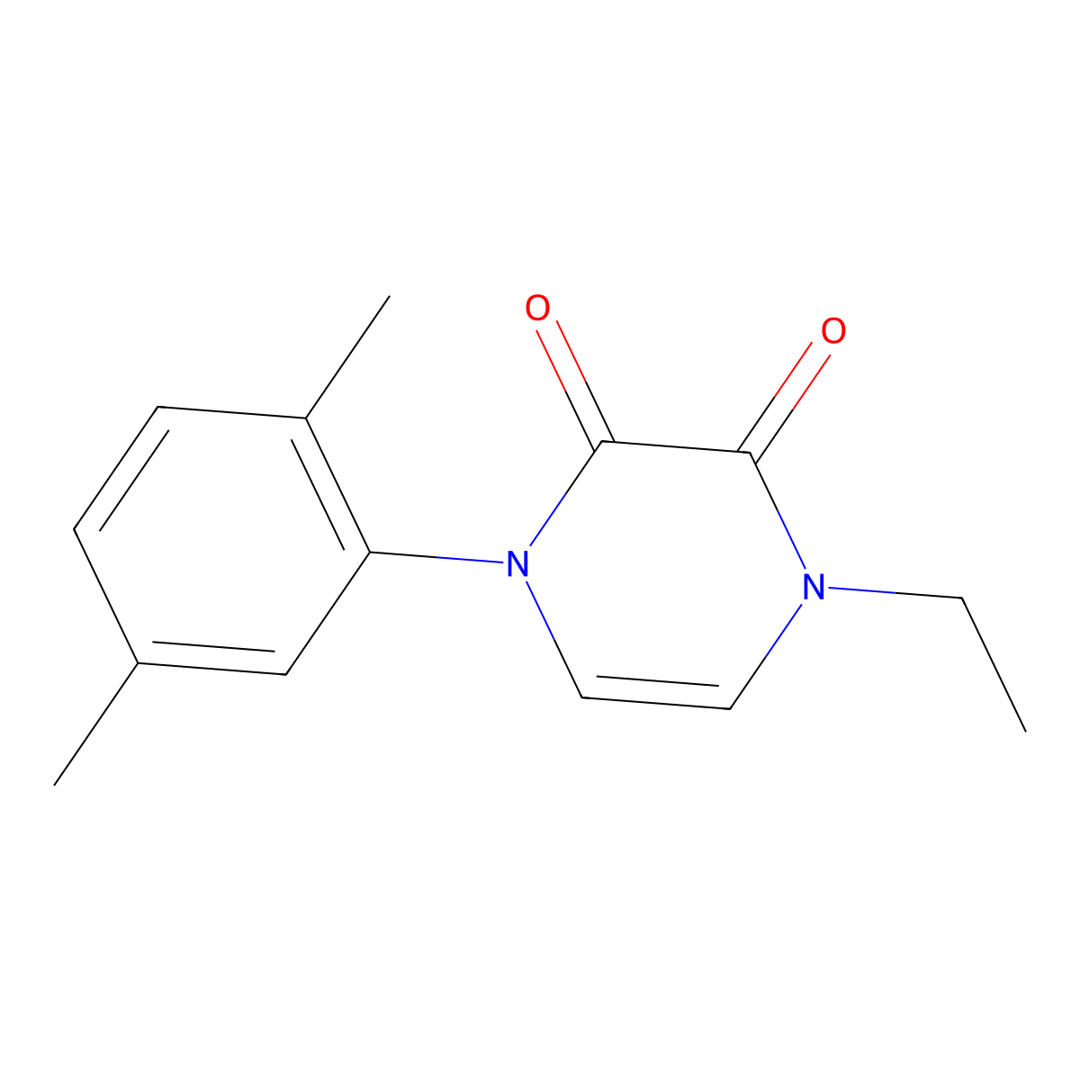 1-(2,5-Dimethylphenyl)-4-ethyl-1,2,3,4-tetrahydropyrazine-2,3-dione molecular structure, CAS 2741948-37-6