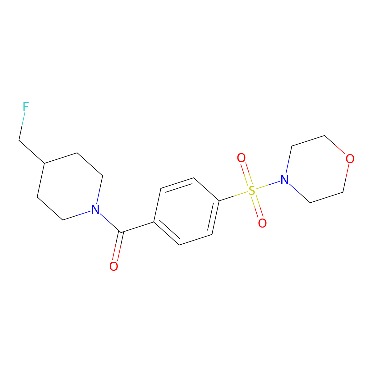 4-{4-[4-(Fluoromethyl)piperidine-1-carbonyl]benzenesulfonyl}morpholine molecular structure, CAS 2741948-38-7