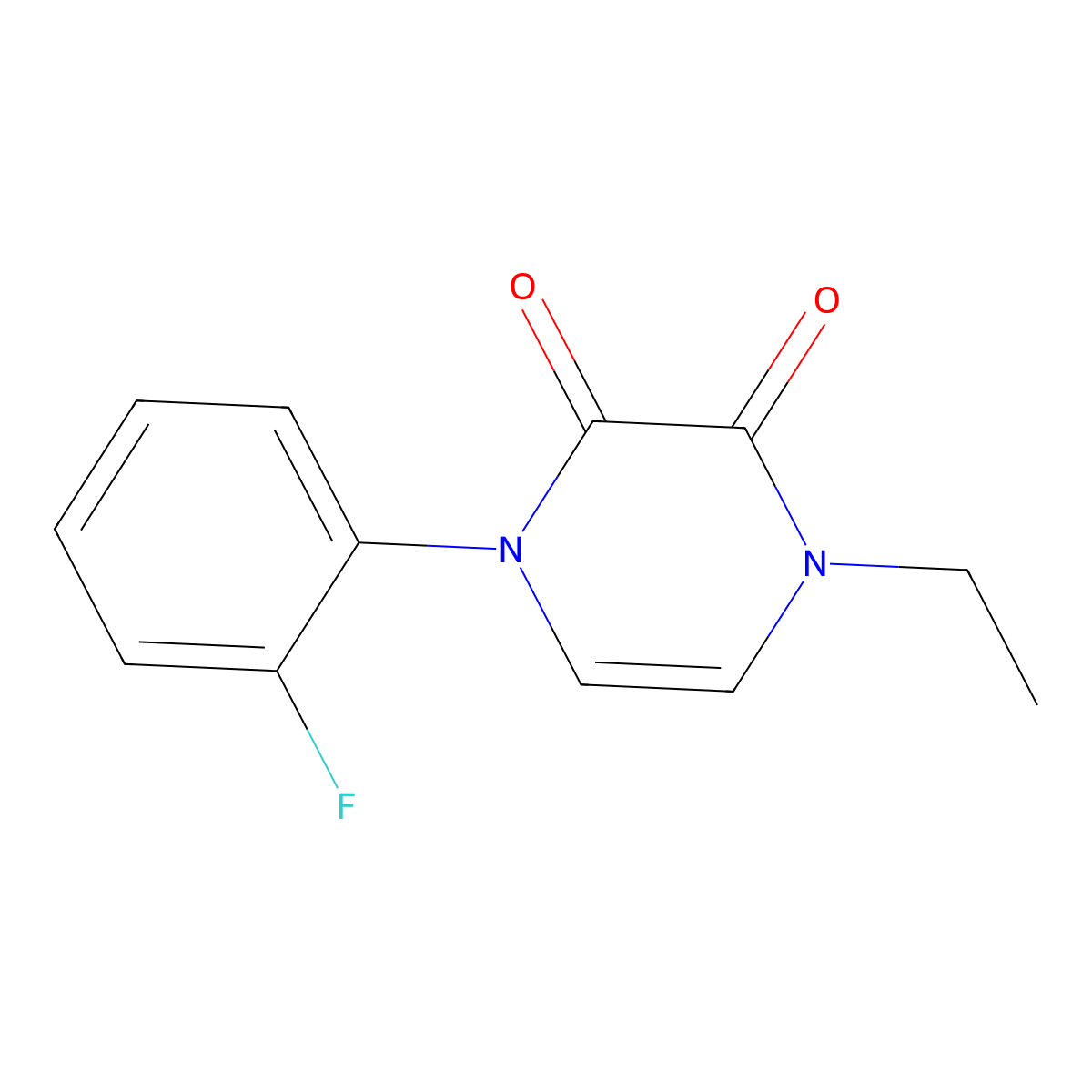 1-Ethyl-4-(2-fluorophenyl)-1,2,3,4-tetrahydropyrazine-2,3-dione molecular structure, CAS 2741948-40-1
