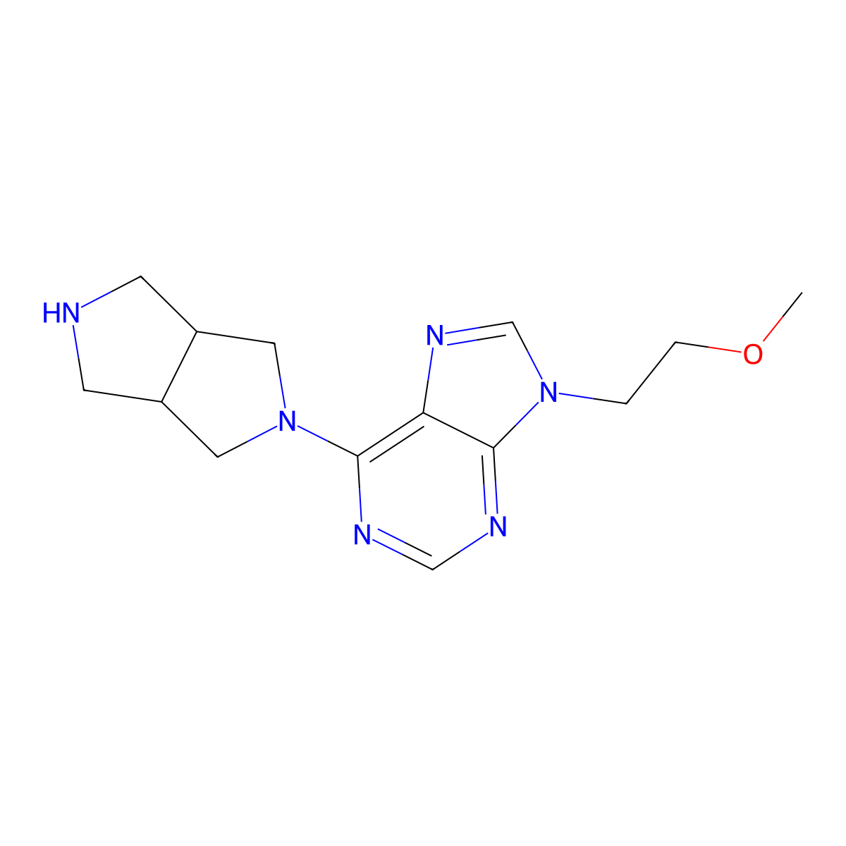 9-(2-methoxyethyl)-6-{octahydropyrrolo[3,4-c]pyrrol-2-yl}-9H-purine molecular structure, CAS 2741948-41-2