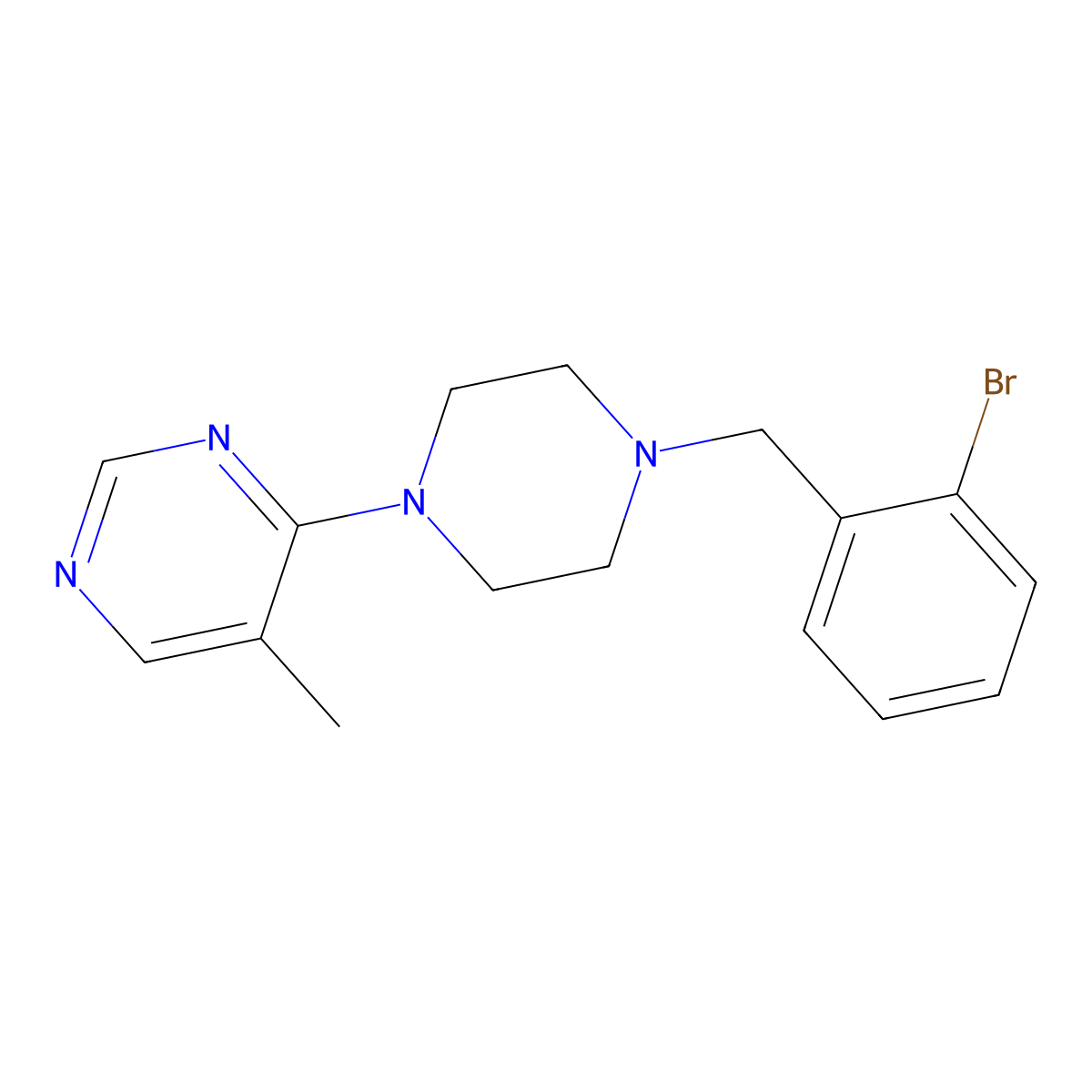 4-{4-[(2-Bromophenyl)methyl]piperazin-1-yl}-5-methylpyrimidine molecular structure, CAS 2741948-43-4