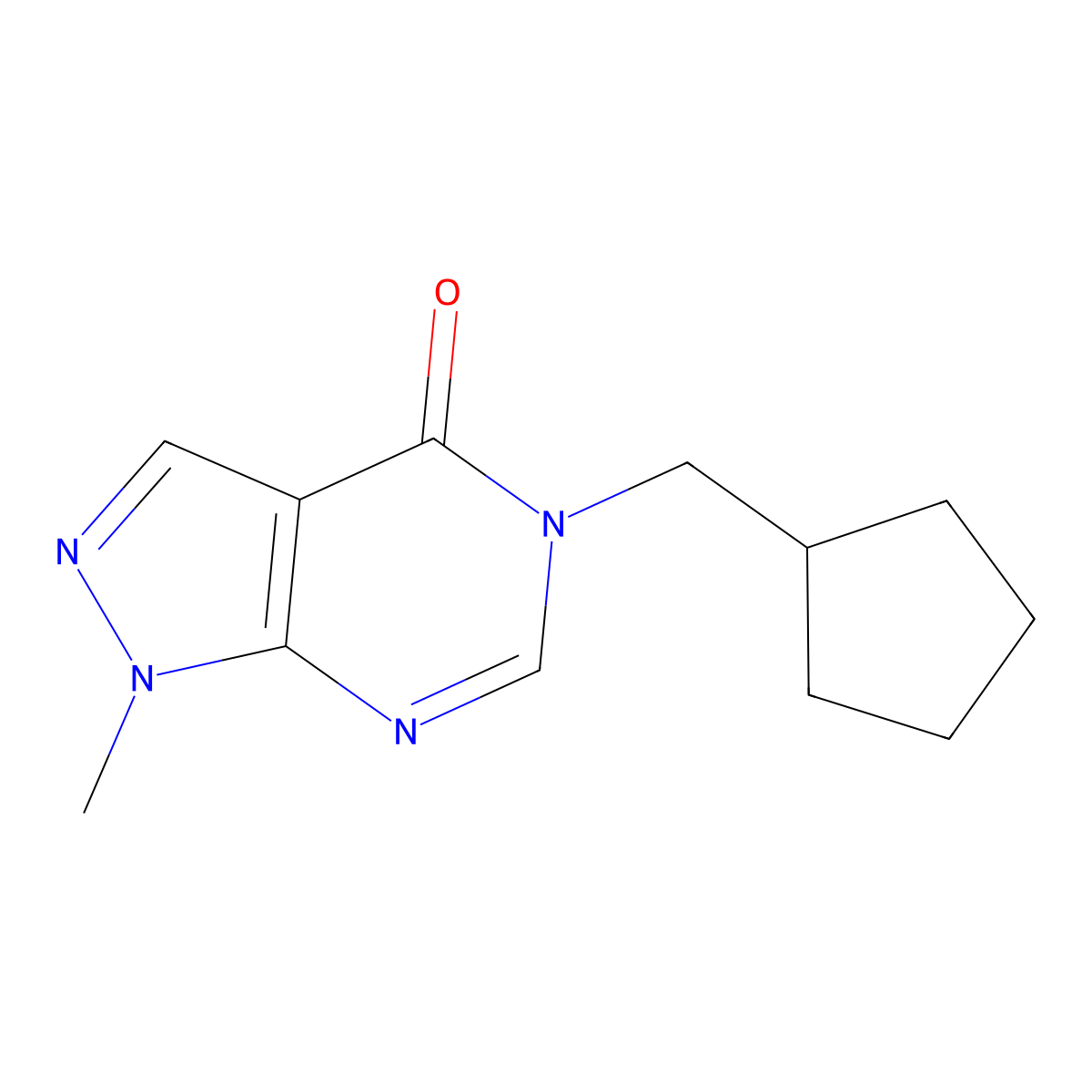 5-(cyclopentylmethyl)-1-methyl-1H,4H,5H-pyrazolo[3,4-d]pyrimidin-4-one molecular structure, CAS 2741948-49-0