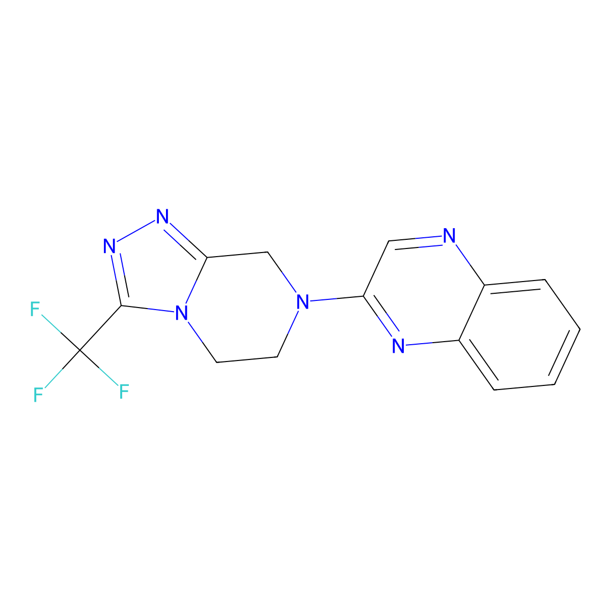 2-[3-(trifluoromethyl)-5H,6H,7H,8H-[1,2,4]triazolo[4,3-a]pyrazin-7-yl]quinoxaline molecular structure, CAS 2741948-52-5