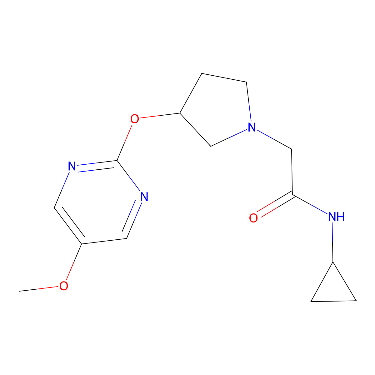 N-cyclopropyl-2-{3-[(5-methoxypyrimidin-2-yl)oxy]pyrrolidin-1-yl}acetamide molecular structure, CAS 2741948-61-6