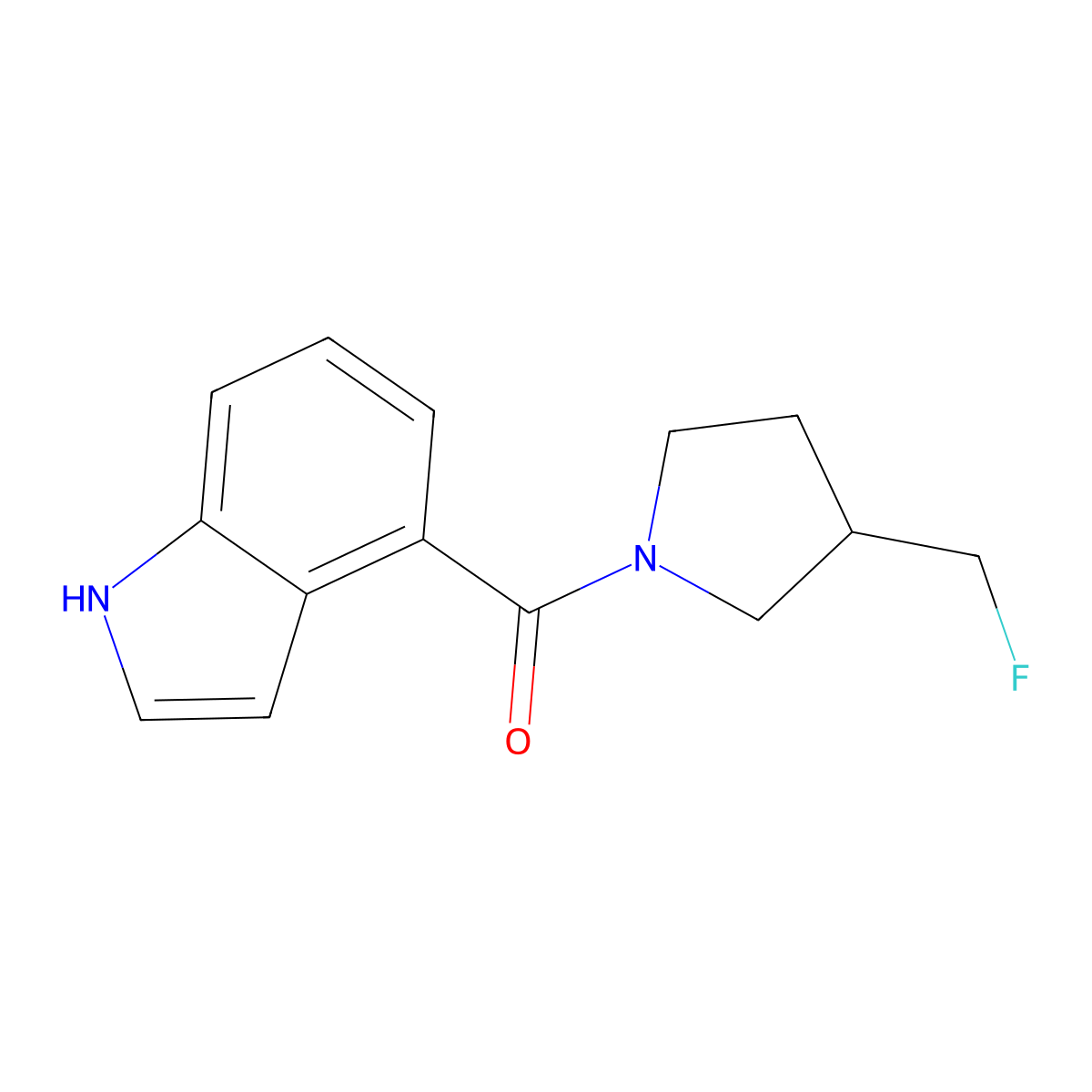 4-[3-(fluoromethyl)pyrrolidine-1-carbonyl]-1H-indole molecular structure, CAS 2741948-70-7