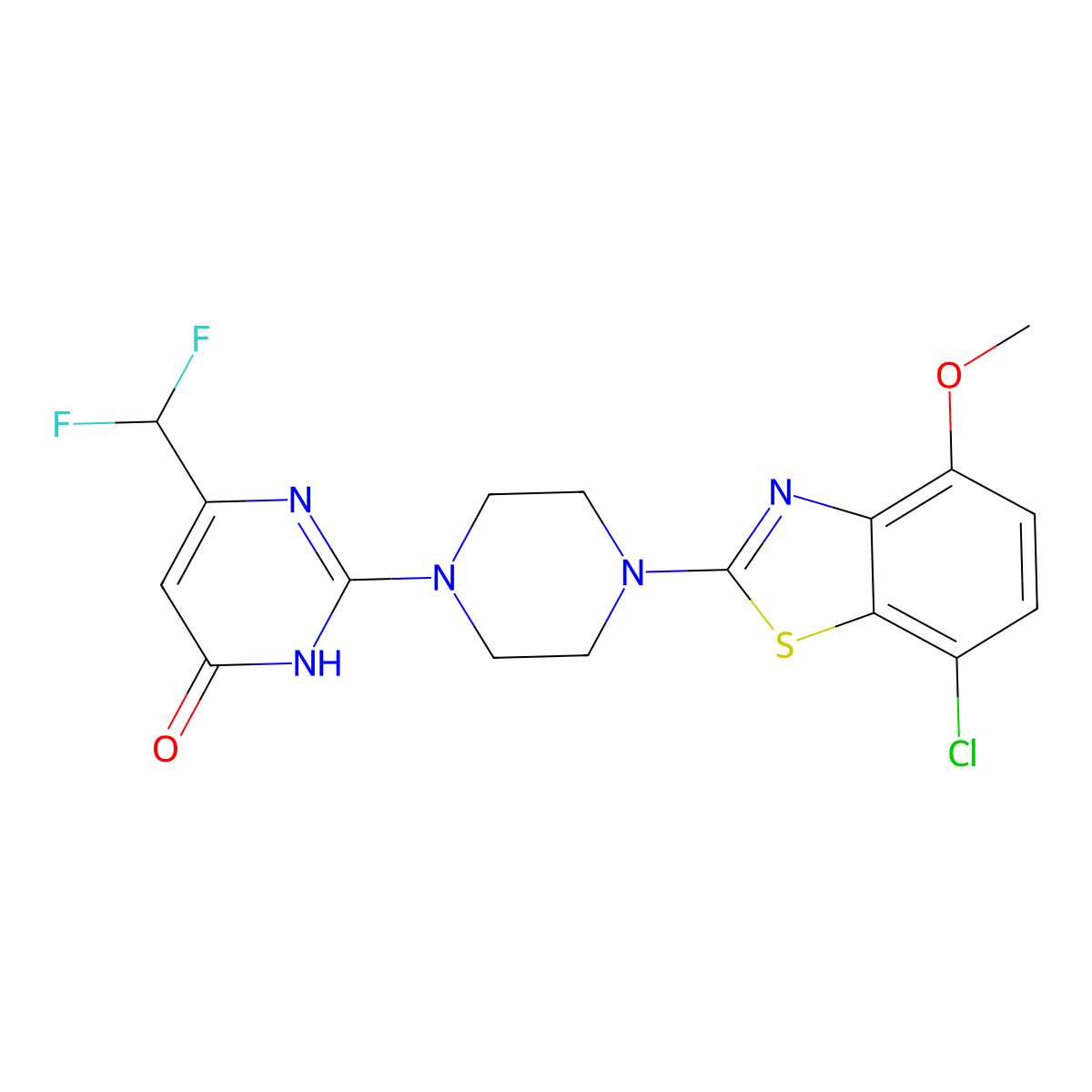 2-[4-(7-Chloro-4-methoxy-1,3-benzothiazol-2-yl)piperazin-1-yl]-6-(difluoromethyl)-3,4-dihydropyrimidin-4-one molecular structure, CAS 2741948-74-1