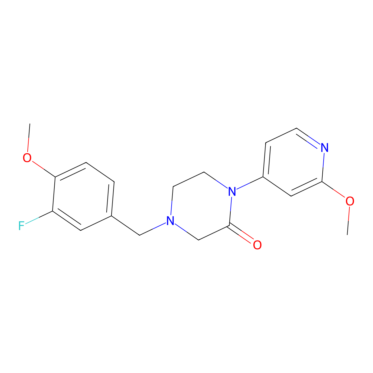 4-[(3-Fluoro-4-methoxyphenyl)methyl]-1-(2-methoxypyridin-4-yl)piperazin-2-one molecular structure, CAS 2741948-75-2