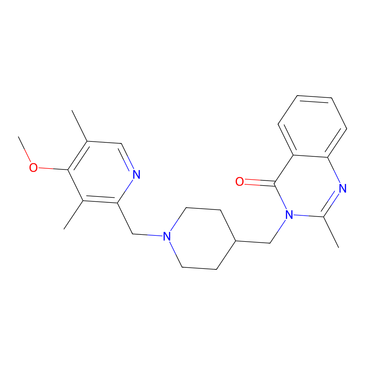 3-({1-[(4-Methoxy-3,5-dimethylpyridin-2-yl)methyl]piperidin-4-yl}methyl)-2-methyl-3,4-dihydroquinazolin-4-one molecular structure, CAS 2741948-80-9