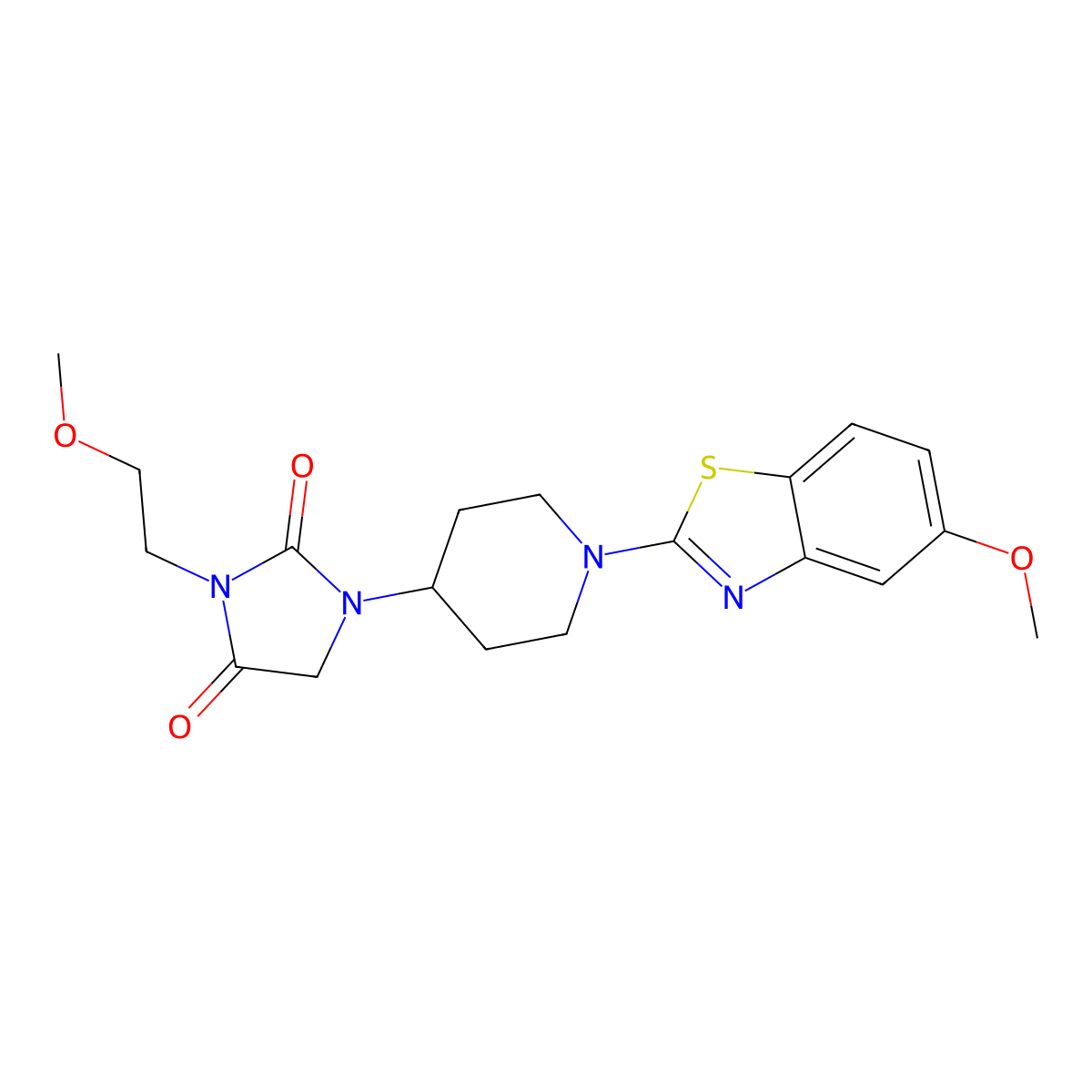 1-[1-(5-Methoxy-1,3-benzothiazol-2-yl)piperidin-4-yl]-3-(2-methoxyethyl)imidazolidine-2,4-dione molecular structure, CAS 2741948-82-1