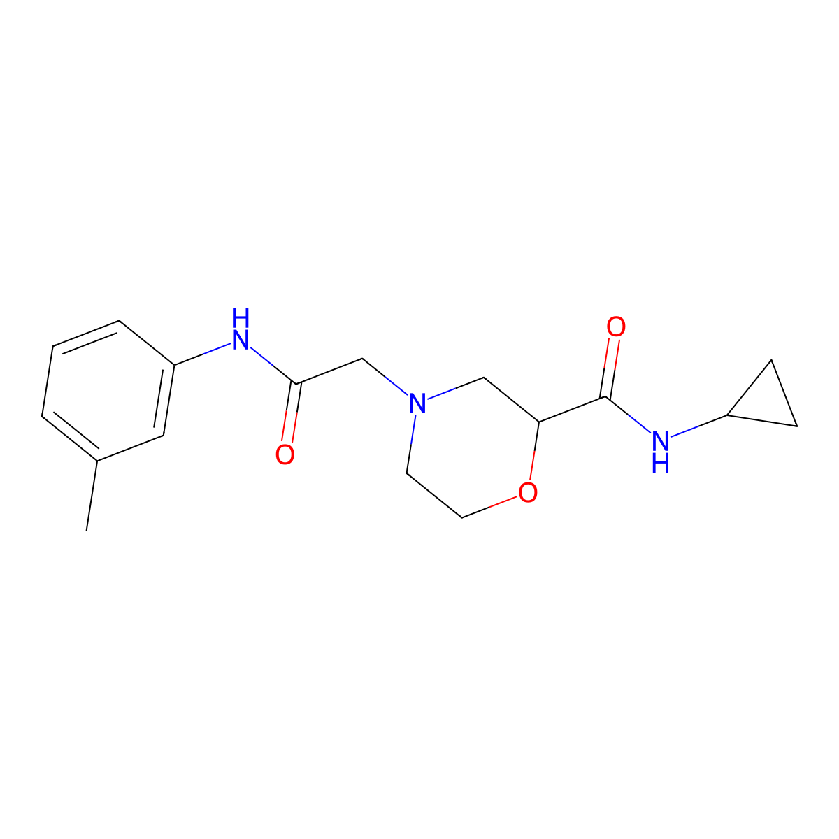 N-cyclopropyl-4-{[(3-methylphenyl)carbamoyl]methyl}morpholine-2-carboxamide molecular structure, CAS 2741948-87-6
