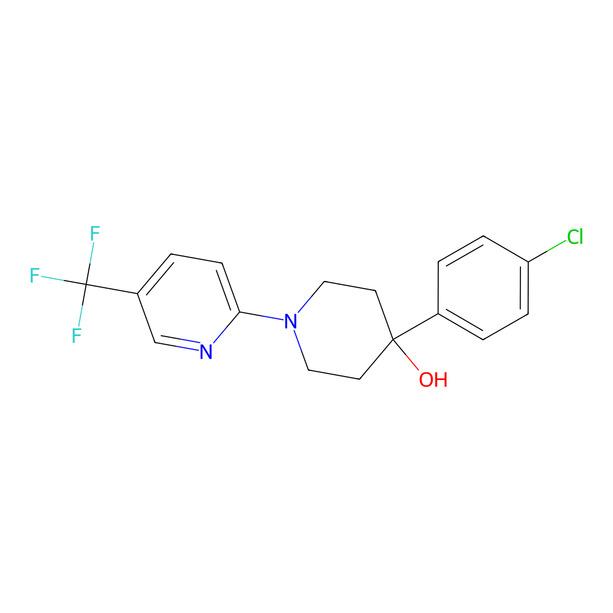 4-(4-Chlorophenyl)-1-[5-(trifluoromethyl)pyridin-2-yl]piperidin-4-ol molecular structure, CAS 2741949-00-6