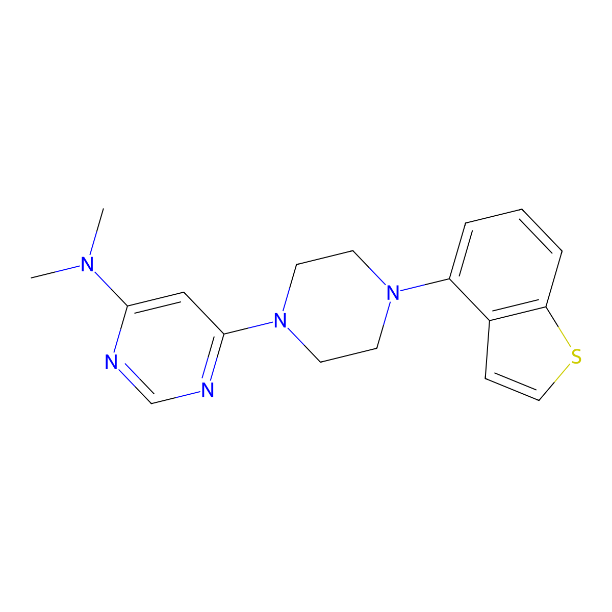 6-[4-(1-benzothiophen-4-yl)piperazin-1-yl]-N,N-dimethylpyrimidin-4-amine molecular structure, CAS 2741949-06-2