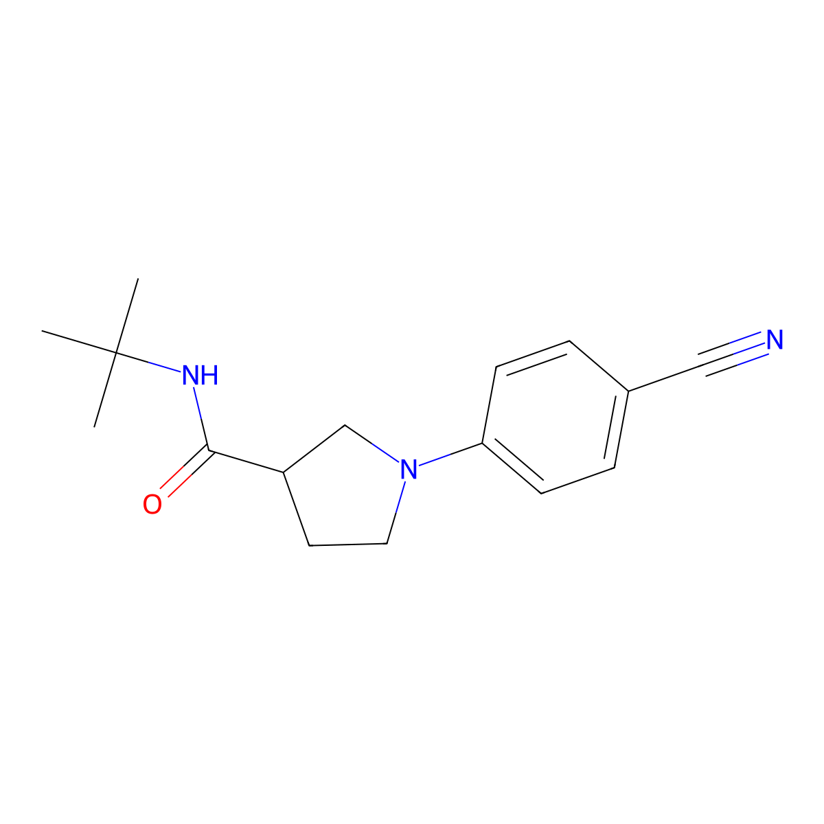 N-tert-butyl-1-(4-cyanophenyl)pyrrolidine-3-carboxamide molecular structure, CAS 2741949-10-8