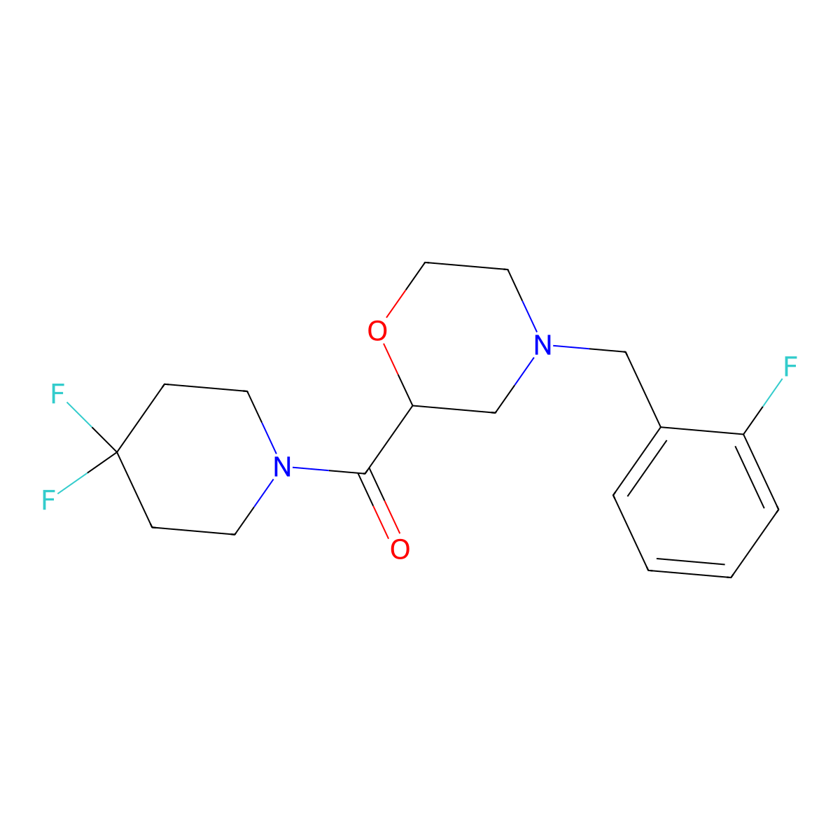 2-(4,4-Difluoropiperidine-1-carbonyl)-4-[(2-fluorophenyl)methyl]morpholine molecular structure, CAS 2741949-11-9