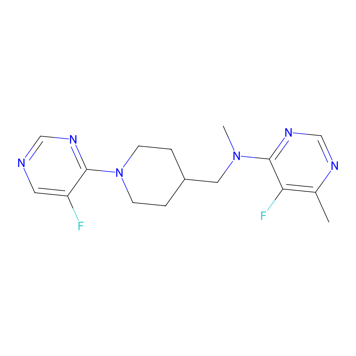 5-fluoro-N-{[1-(5-fluoropyrimidin-4-yl)piperidin-4-yl]methyl}-N,6-dimethylpyrimidin-4-amine molecular structure, CAS 2741949-13-1