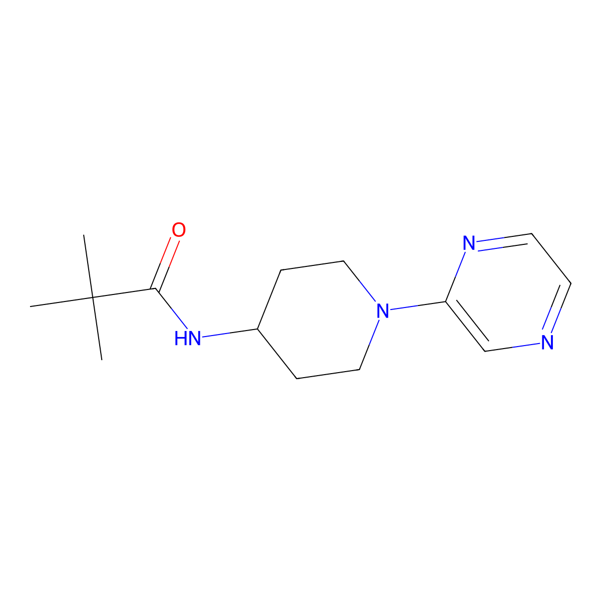 2,2-dimethyl-N-[1-(pyrazin-2-yl)piperidin-4-yl]propanamide molecular structure, CAS 2741949-15-3