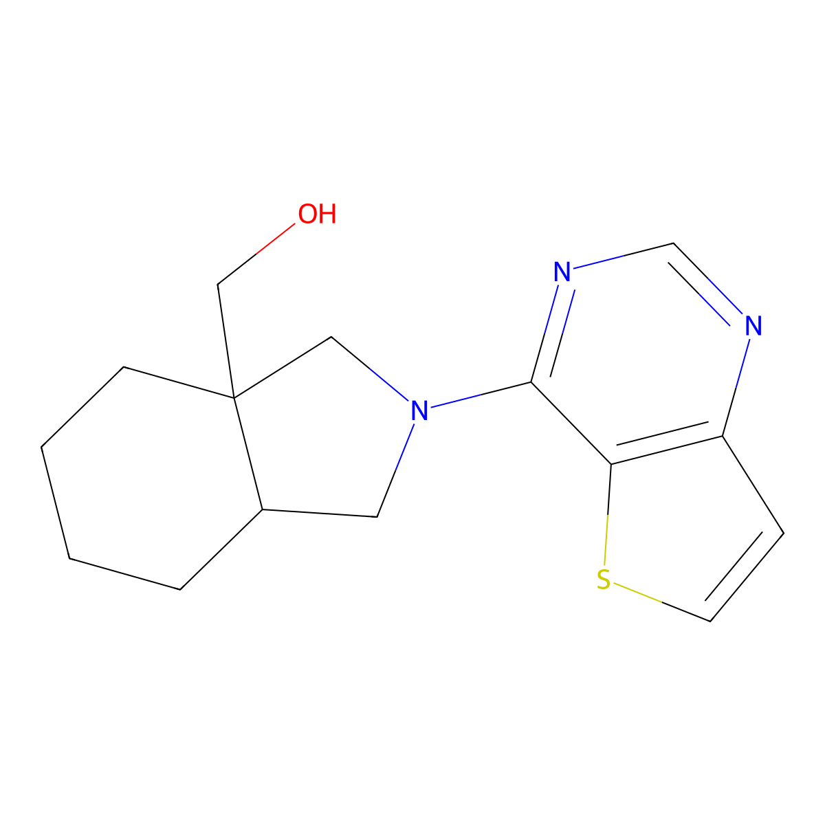 (2-{thieno[3,2-d]pyrimidin-4-yl}-octahydro-1H-isoindol-3a-yl)methanol molecular structure, CAS 2741949-18-6